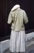 画像10: "MARIE REINE" カーキ系 コットン リネン 半袖 ブラウス  オープンカラー[20235]