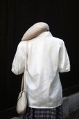 画像6: "KATAKURA" 無地 白 半袖 ブラウス レギュラーカラー 刺繍 スカラップ  [20238]