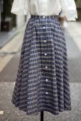 画像1: "ELSA" ブルー系 タータンチェック柄  スカート フロントボタン w70cm[20239] (1)