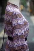 画像10: "fitme" 花柄 アイボリー×ブラウン系 五分袖 レトロワンピース マオカラー [20242]