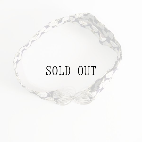 画像4: ドット柄 ネイビー×グレー系 アンティークベルト[20253]