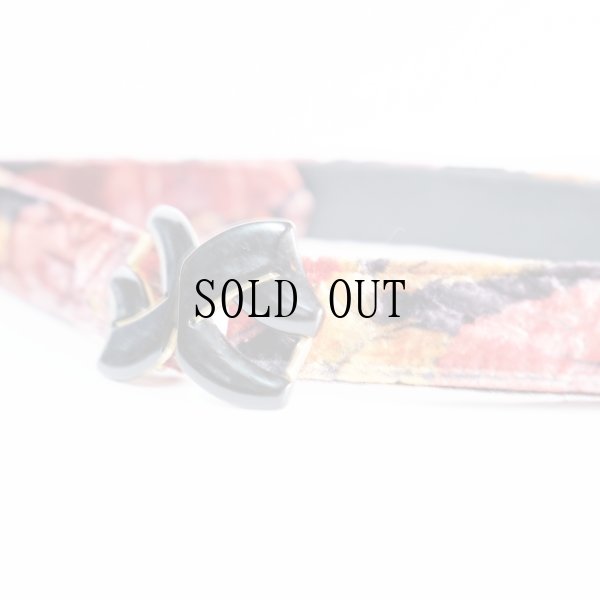 画像3: 総柄柄 マルチカラー ベロア アンティークベルト[20251]