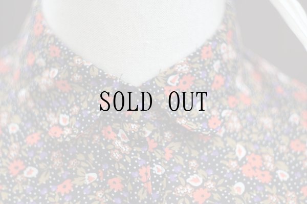 画像7: "onward" 黒×赤系 花柄 七分袖 レトロワンピース 丸襟  [20246]