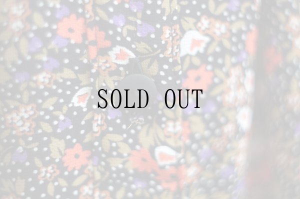 画像12: "onward" 黒×赤系 花柄 七分袖 レトロワンピース 丸襟  [20246]