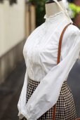 画像5: "KETTY" 無地 白 コットン 長袖 ブラウス スタンドカラー レース[20298] (5)