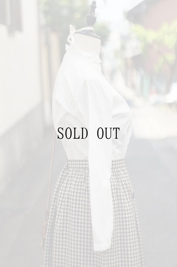 画像6: "KETTY" 無地 白 コットン 長袖 ブラウス スタンドカラー レース[20298]