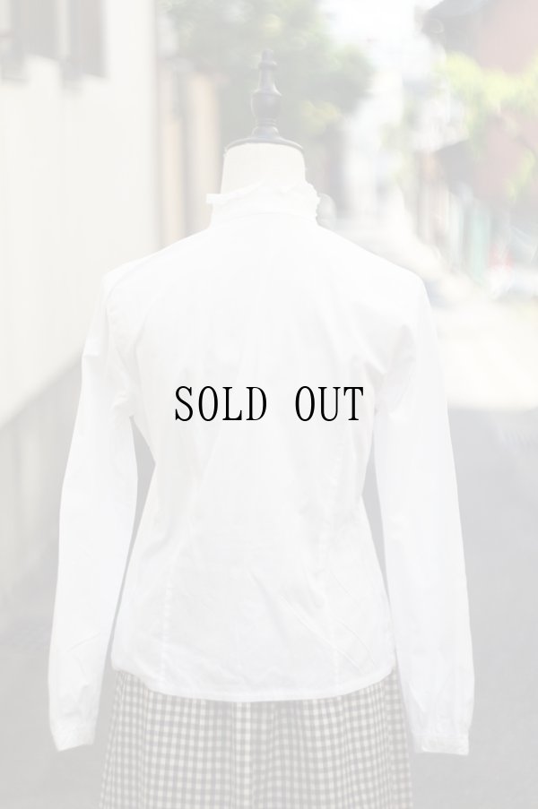 画像10: "KETTY" 無地 白 コットン 長袖 ブラウス スタンドカラー レース[20298]