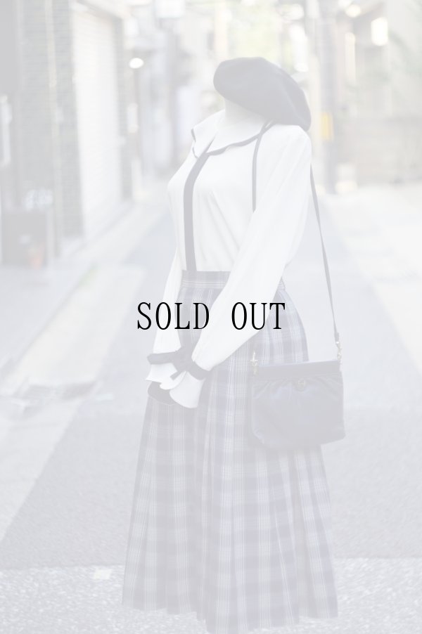 画像11: "STAGE QUEUE" 白 長袖 ブラウス ケープカラー バイカラー 比翼[20304]