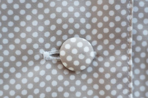 他の写真1: "Thoro Face"ドット柄 ベージュ×白 半袖 レトロワンピース ラウンドネック ボウタイ[20277]