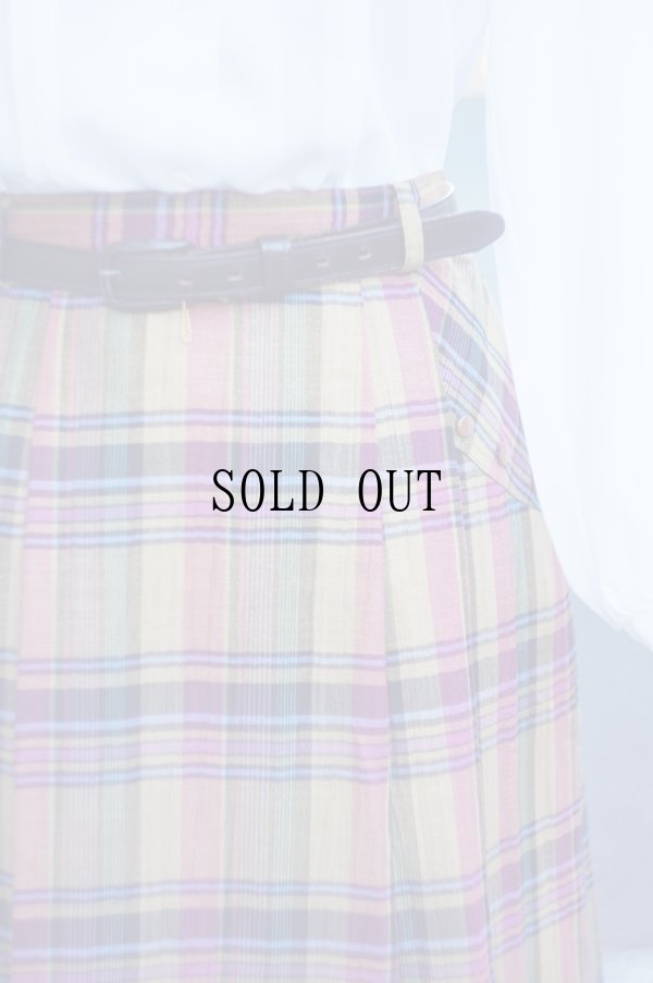 画像2: マルチカラー  タータンチェック柄 フレア スカート w65cm[20275]