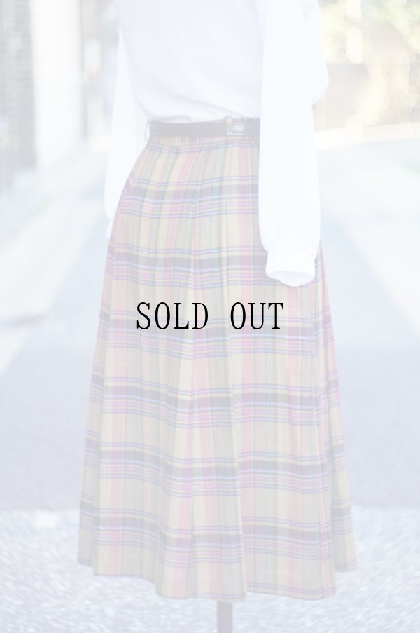 画像4: マルチカラー  タータンチェック柄 フレア スカート w65cm[20275]