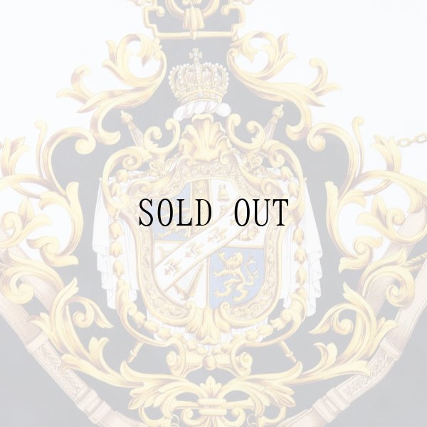 画像3: ブラック×アイボリー系 シルク エンブレムと装飾柄 スカーフ  88cm×88cm[20294]