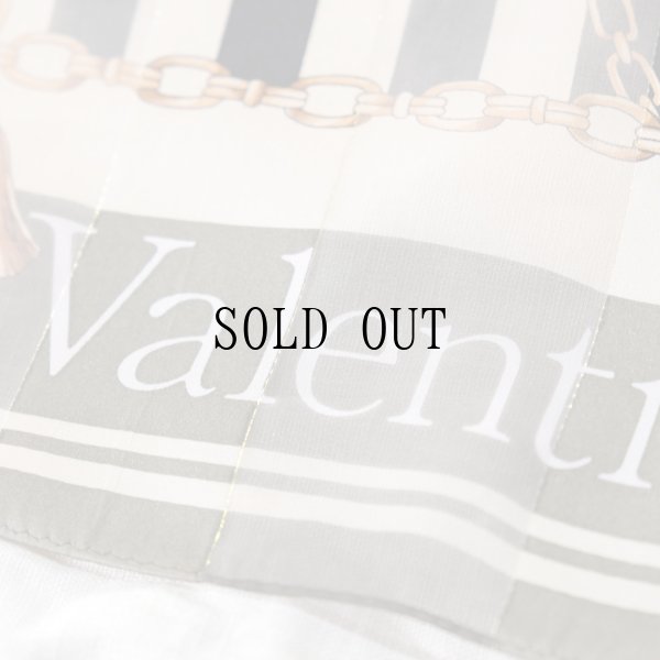 画像3: ”Rudolph Valentino” ブラック グリーン系 シルク タッセルと絵模様 スカーフ  90cm×90cm[20285]