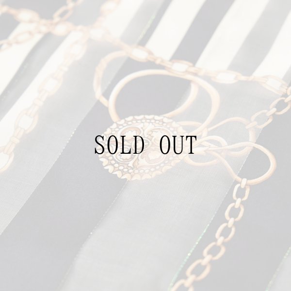 画像4: ”Rudolph Valentino” ブラック グリーン系 シルク タッセルと絵模様 スカーフ  90cm×90cm[20285]