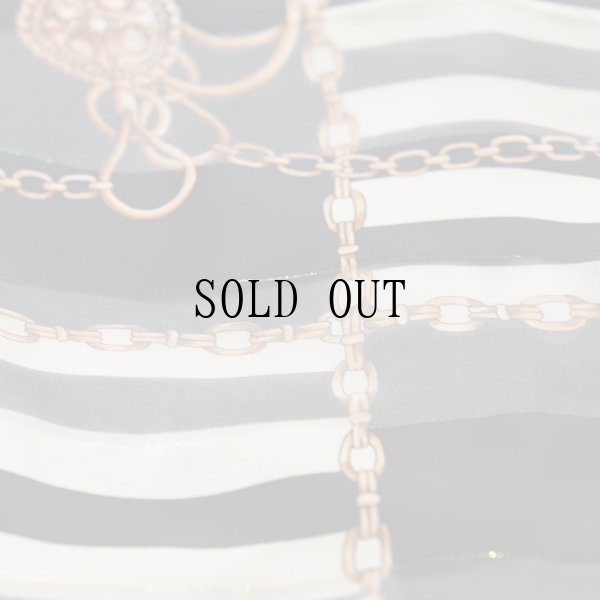 画像6: ”Rudolph Valentino” ブラック グリーン系 シルク タッセルと絵模様 スカーフ  90cm×90cm[20285]