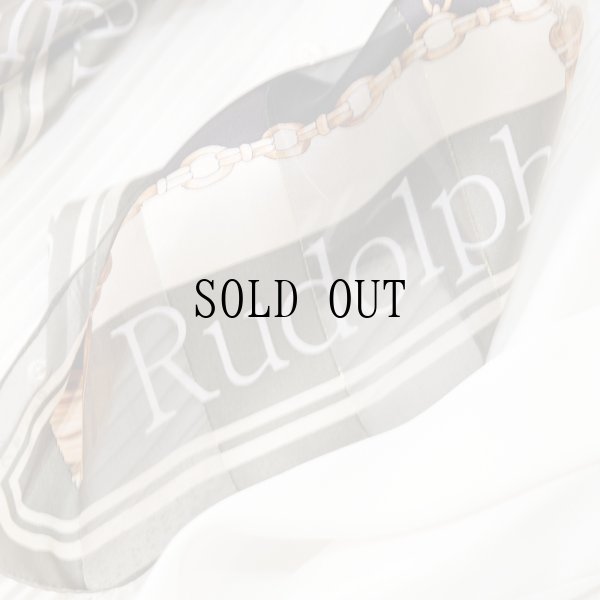 画像9: ”Rudolph Valentino” ブラック グリーン系 シルク タッセルと絵模様 スカーフ  90cm×90cm[20285]