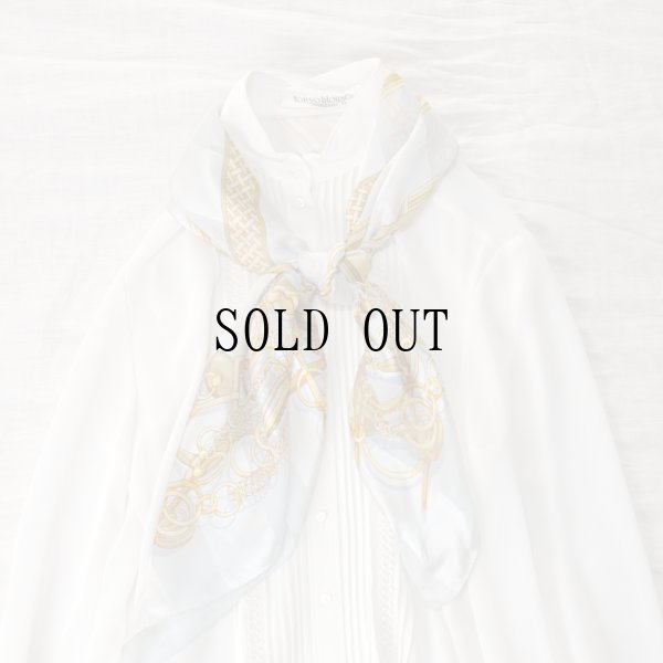 画像8: グレー系 シルク ベルトと装飾柄 スカーフ  90cm×90cm[20290]