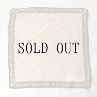 ブラウン系 シルク 装飾柄 ミニスカーフ  56cm×56cm[20279]