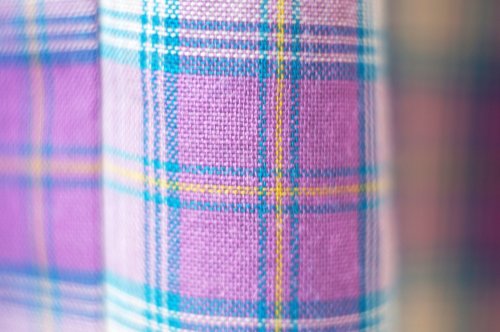 他の写真1: パープル×ターコイズブルー系 タータンチェック柄  半袖 レトロワンピース スタンドカラー[20299]