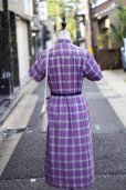 画像3: パープル×ターコイズブルー系 タータンチェック柄  半袖 レトロワンピース スタンドカラー[20299]