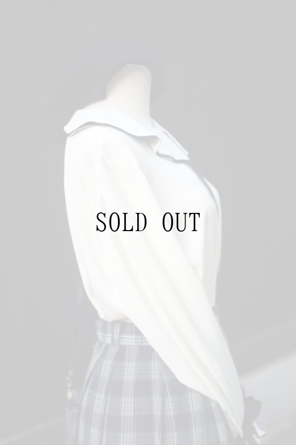 画像5: "STAGE QUEUE" 白 長袖 ブラウス ケープカラー バイカラー 比翼[20304]