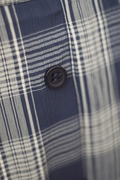 他の写真1: ネイビー×白  タータンチェック柄 フレア スカート w64cm[20302]