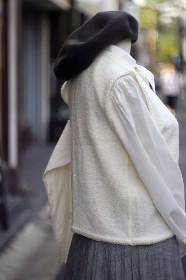 画像7: "RIOLOOP" 無地 アイボリー ベスト ラウンドネック 前開き ニット[20312]