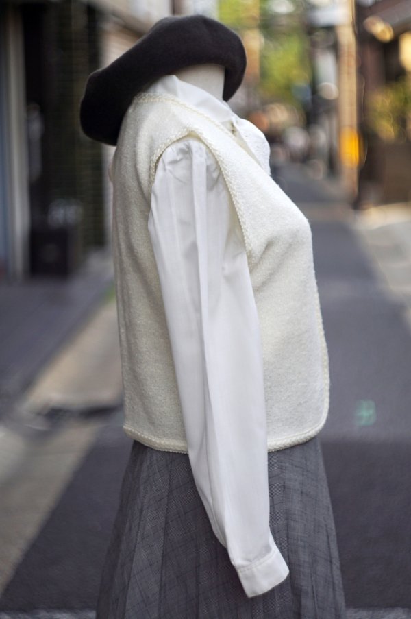 画像6: "RIOLOOP" 無地 アイボリー ベスト ラウンドネック 前開き ニット[20312]