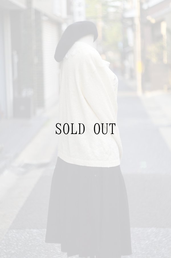 画像11: 無地 白 コットン混 ニット カーディガン 犬 刺繍[20313]