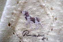 他の写真2: 無地 アイボリー ウール ニット カーディガン お花 刺繍[20368]