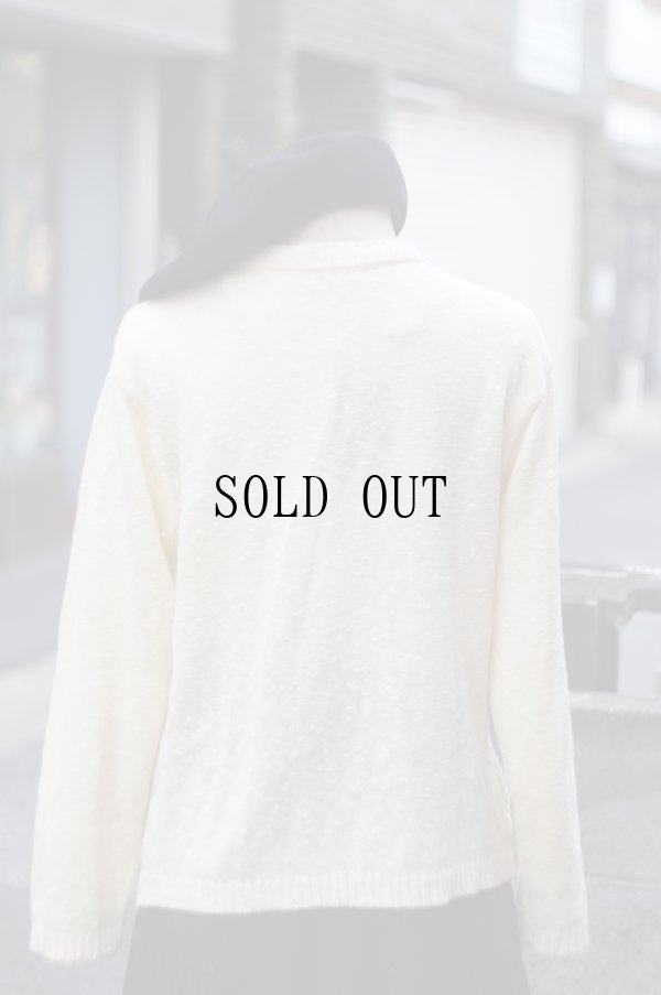 画像8: 無地 白 コットン混 ニット カーディガン 犬 刺繍[20313]