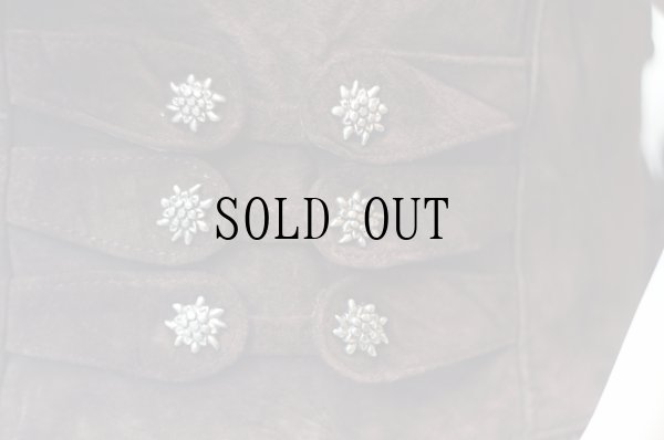 画像9: "C&A"ブラウン 無地  レザー チロル ジャンパースカート  装飾ボタン [20311]