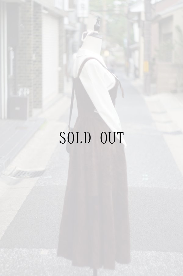 画像2: "C&A"ブラウン 無地  レザー チロル ジャンパースカート  装飾ボタン [20311]