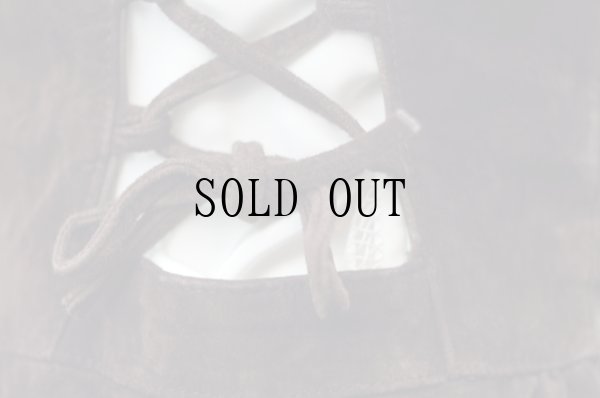 画像12: "C&A"ブラウン 無地  レザー チロル ジャンパースカート  装飾ボタン [20311]