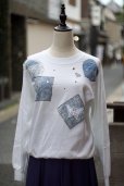 画像2: "Tee Jays" US製 デニムパッチワーク 白 スウェット トップス ラインストーン レース[20315] (2)
