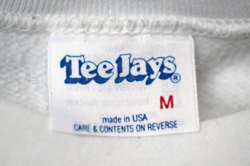 他の写真1: "Tee Jays" US製 デニムパッチワーク 白 スウェット トップス ラインストーン レース[20315]