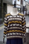 画像1: ”COSMO” ブラウン ウール混 犬柄 ニット クルーネック[20346] (1)