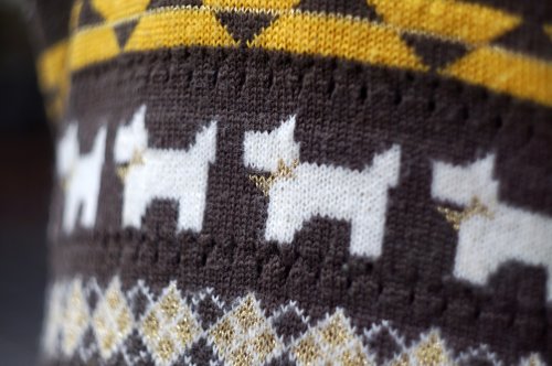 他の写真1: ”COSMO” ブラウン ウール混 犬柄 ニット クルーネック[20346]