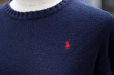 画像3: ”Polo Ralph lauren” ネイビー コットン 無地 ニット クルーネック[20337] (3)