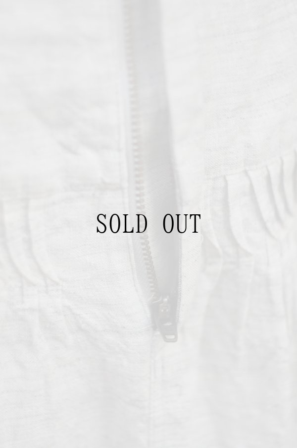 画像4: グレー リネン 無地  久留米かすり スカート フレア ピンタック風 w65cm[20330]