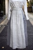 画像1: グレー リネン 無地  久留米かすり スカート フレア ピンタック風 w65cm[20330] (1)
