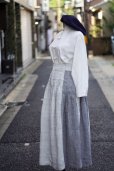 画像7: グレー リネン 無地  久留米かすり スカート フレア ピンタック風 w65cm[20330] (7)
