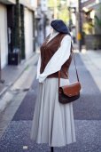 画像7: "DONA PIERCE" 無地 ブラウン ベスト ノーカラー 前開き スエード風[20329] (7)