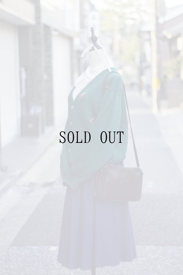 画像8: ”EAST WEST” 勾玉柄 ウール グリーン ニット カーディガン [20331]