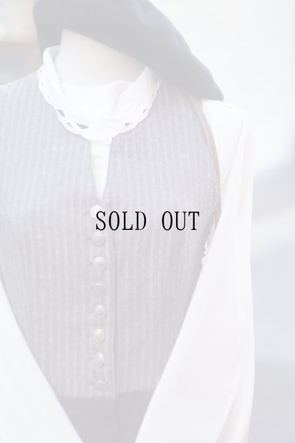 画像5: "PFISTER" グレー 無地 ストライプ ウール混 チロル ジャンパースカート 編み紐 マキシ丈 [20334]