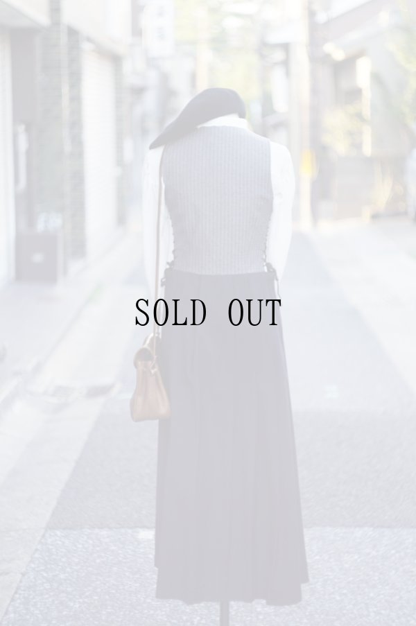 画像4: "PFISTER" グレー 無地 ストライプ ウール混 チロル ジャンパースカート 編み紐 マキシ丈 [20334]