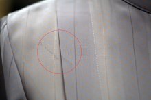 他の写真2: ドット柄 グレー×ベージュ  長袖 レトロワンピース  マオカラー[20352]