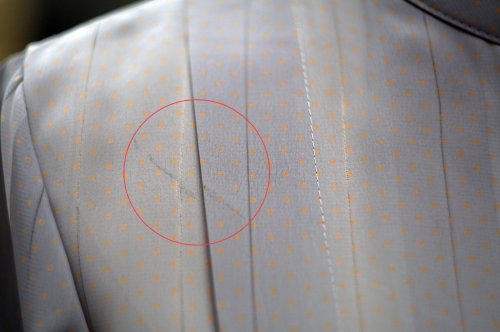 他の写真2: ”マリアージュ” ドット柄 ウール混 グレー系   長袖 レトロワンピース  スタンドカラー セパレート風 ウエストゴム[20471]