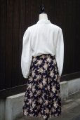 画像6: ネイビー 花柄 スカート フレア w63cm[20356]