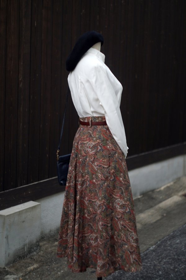 画像8: "Mercredi" 無地 白 長袖 ブラウス プリーツ スタンドカラー [20360]